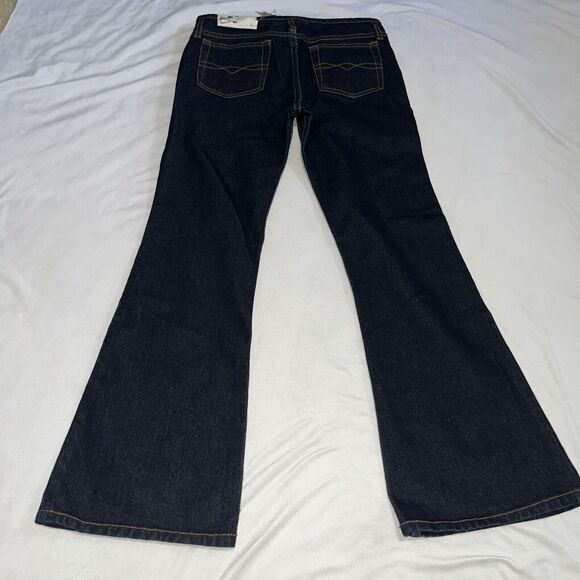 Deadstock Y2K LEI Low Waist Junior Sz 14 Multi Color Spray Painted Jeans Flare - Picture 14 of 16